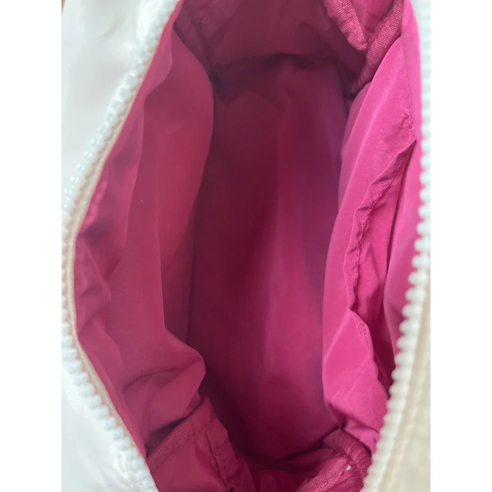 MAELYS Cosmetics White Makeup Bag Pink Interior Satin Travel Toiletry Pouch